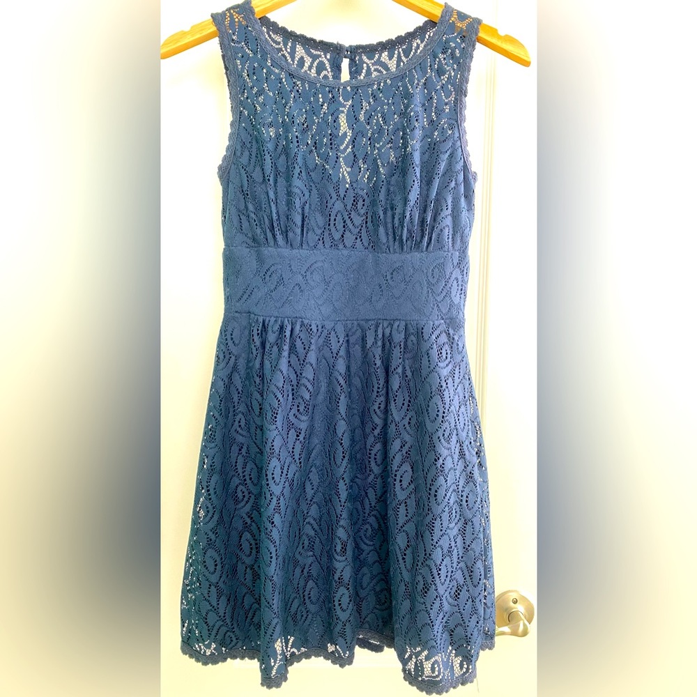 B.Darlin - Navy Blue Lace Sleeveless Dress - Size 5/6